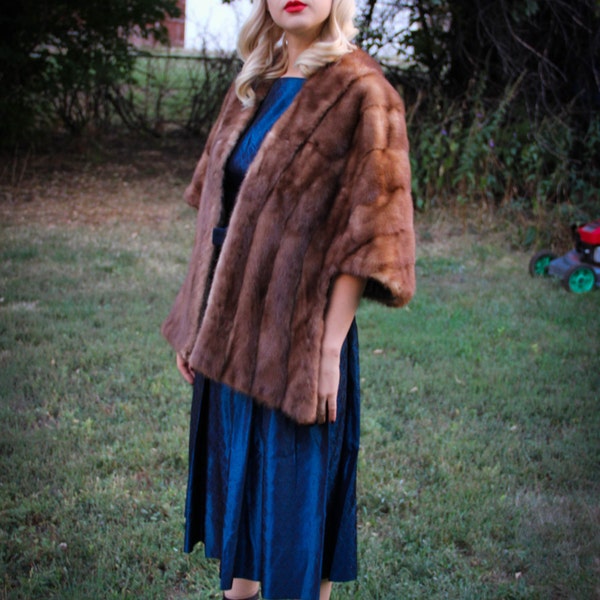 1940s 1950s Classic Autumn Haze Mink Stole