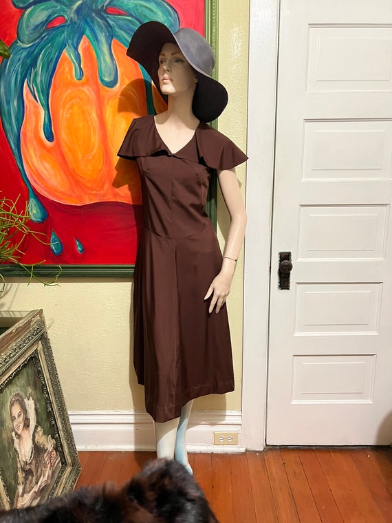 1950s Brown Handmade Dress - image 7