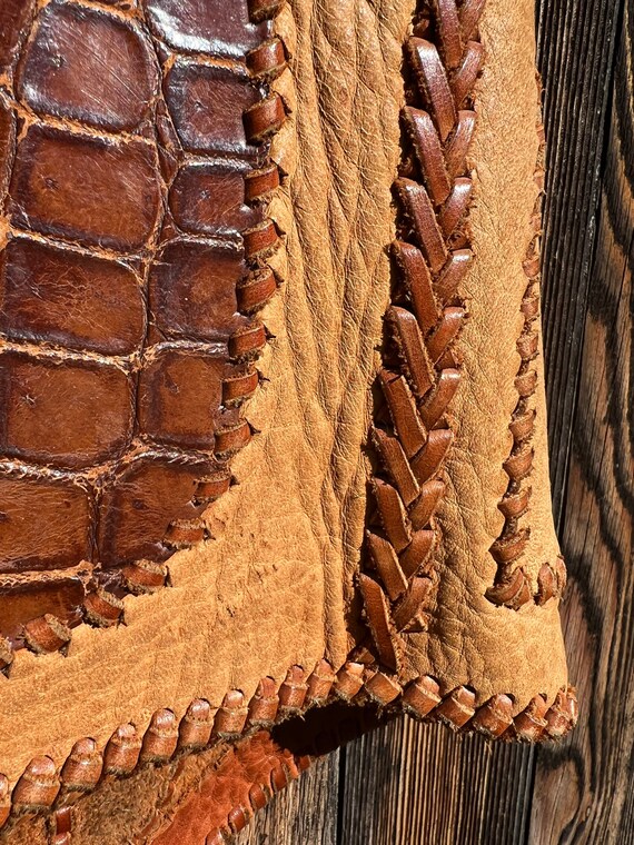 Vintage handcrafted patchwork, leather, snakeskin… - image 7