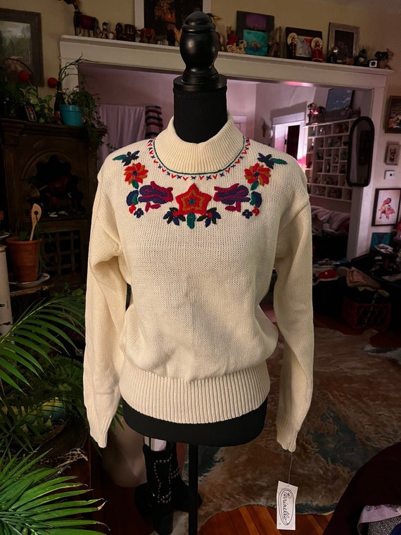 1980s NOS Parrinello Cream Turtleneck Sweater with