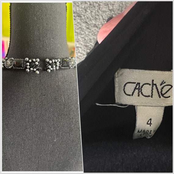1990s Y2k Cache black matte jersey bejeweled halt… - image 7