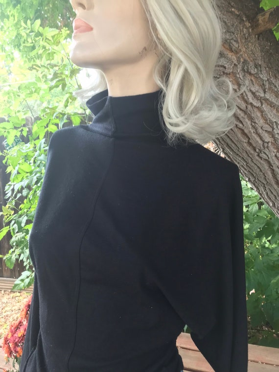 1980’s Cami International Black Wool Batwing Turt… - image 6