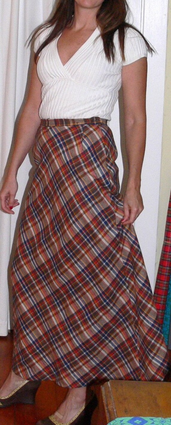 Harvest plaid maxi wool skirt - image 3