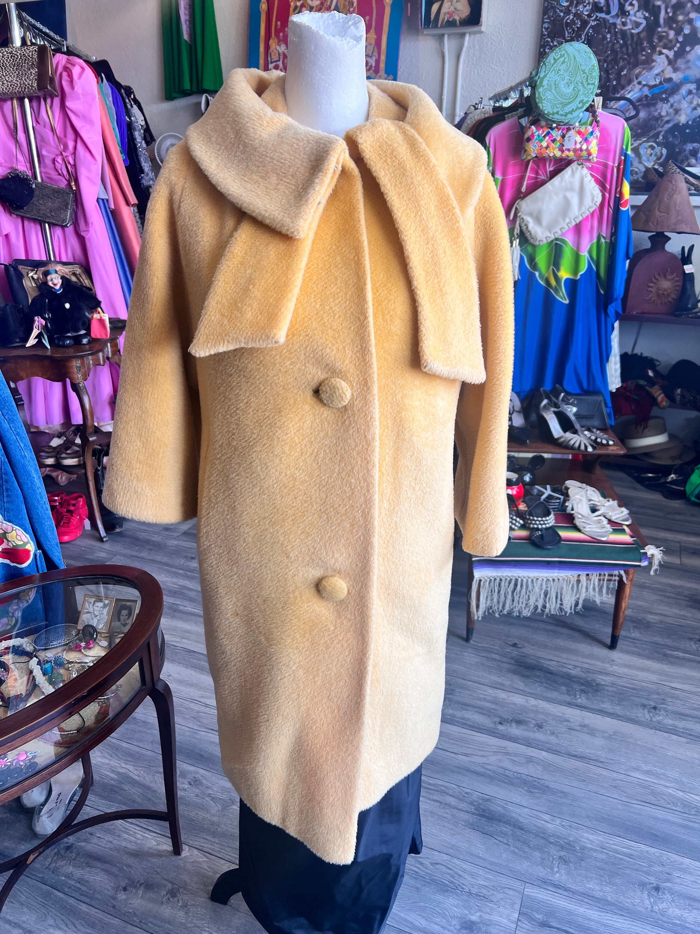 1960s Butter Yellow Faux Mohair Lilli Ann Style Swing Coat - Etsy