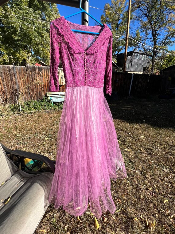 1950’s Purple Lace and Tulle Swing Prom Wedding Fo