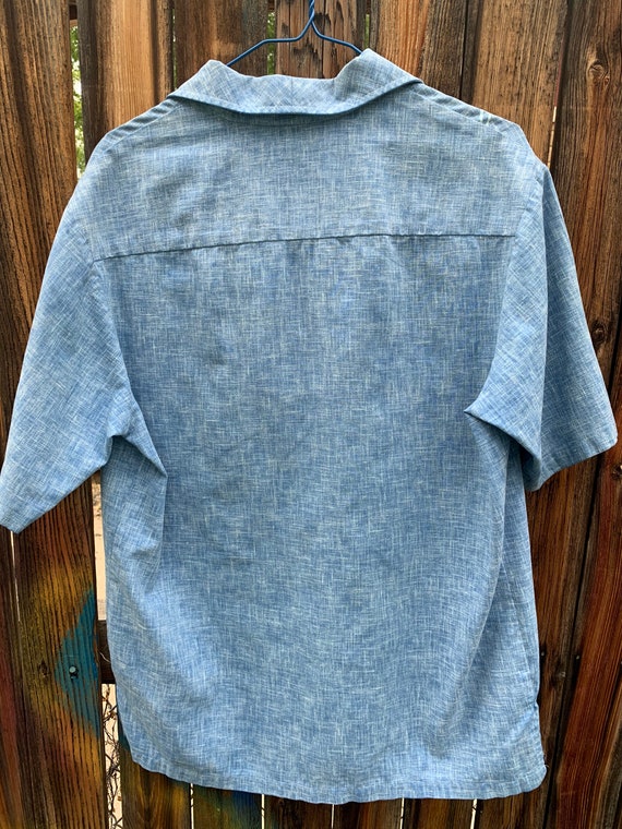 Vintage 1970s Hawaiian Chambray Cababna Tunic Shi… - image 4