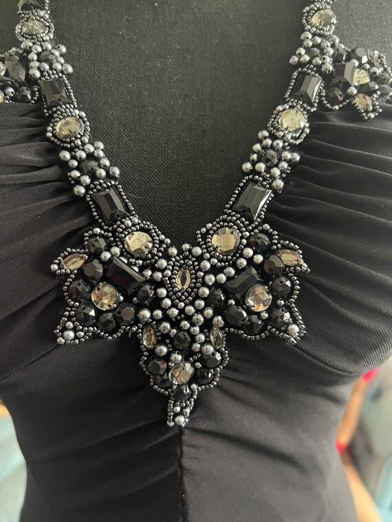 1990s Y2k Cache black matte jersey bejeweled halt… - image 8