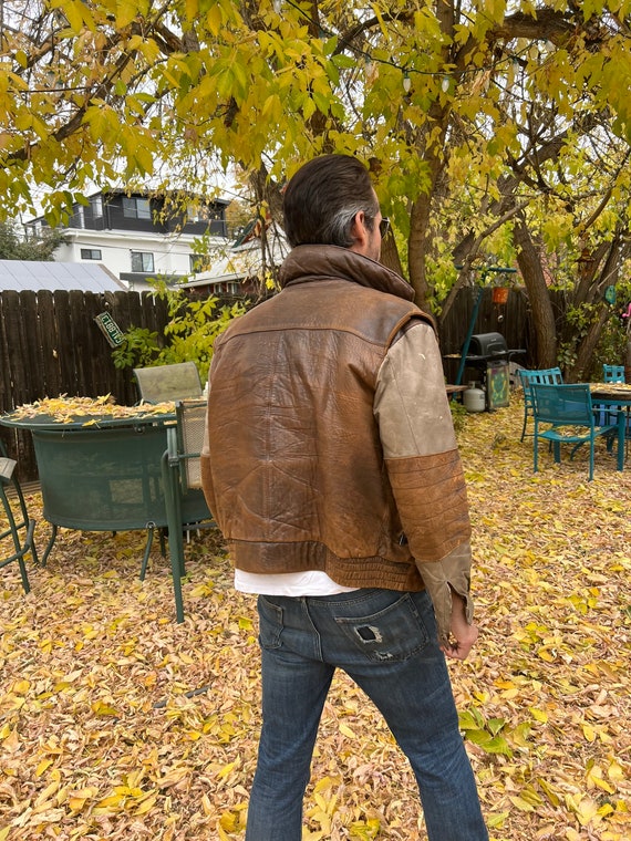 1980’s Brown and Tan Rage Leather Bomber Jacket - image 9