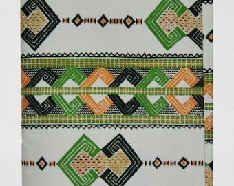 African Fabric 6 Yards Vlisco Tisse de Woodin Classic White Yellow Green Black Orange