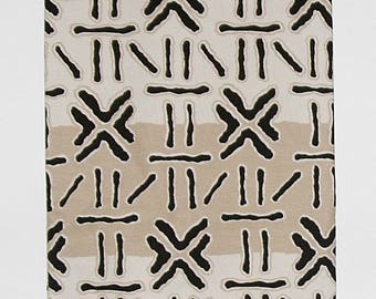 African Fabric 6 Yards Mudcloth Design White, Beige, Brown Bogolon de Woodin Vlisco Classic