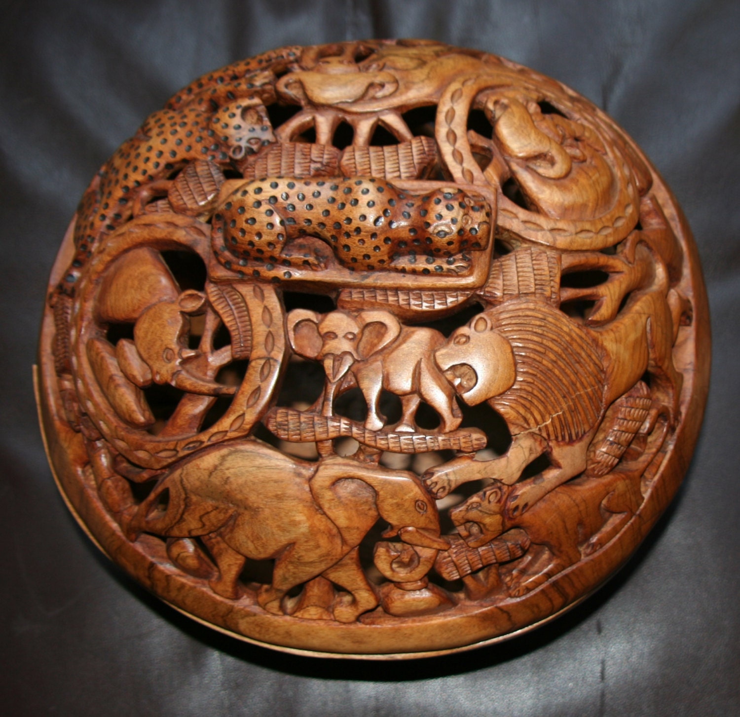 African Olive Wood Carved Bowl With Lid Big 5 African Etsy