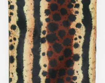 African Fabric 6 Yards Animal Print Vlisco Afrik De Woodin Wax Black, Brown, Sienna, Sand Ivory Coast