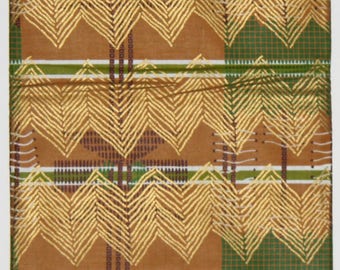 African Fabric 6 Yards Gold, Brown, Green, Cranberry Red Waxed - Made in Ivory Coast Vlisco Classic Tresor de Woodin