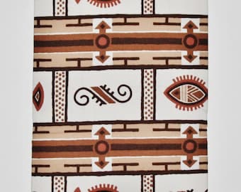 African Fabric 6 Yards Ethnic De Woodin Vlisco Classic Ivory, Sepia Brown