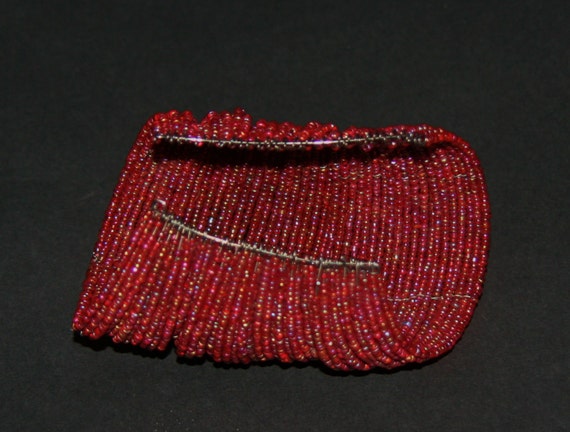 African Bead and Wire Arm Cuff Bracelet Ruby Red … - image 5