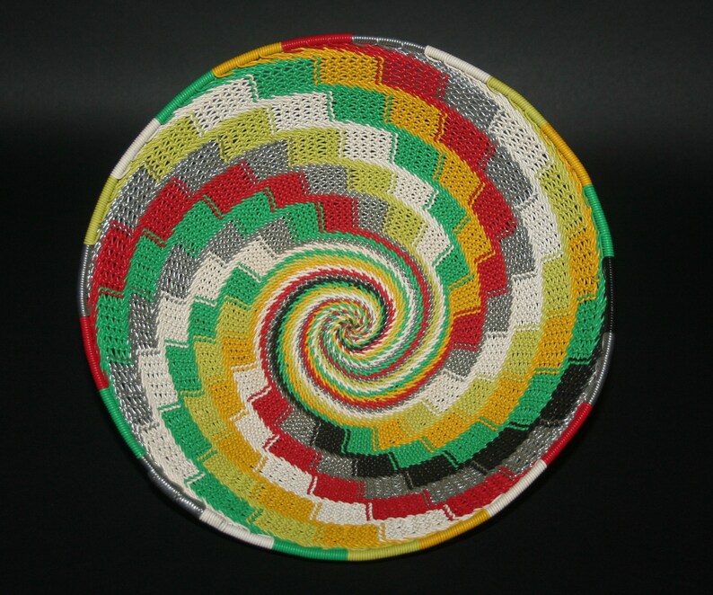 African Bowl Telephone Wire Zulu Basket Rainbow Colors 9d X 4h Etsy