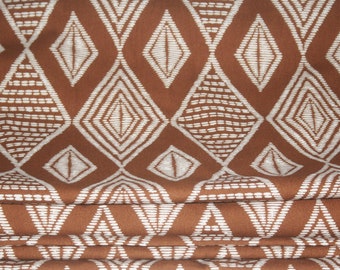 African Fabric 20.8 Yards Geometric Brown Ivory White  Impression de Woodin Vlisco Classic, African Ankara