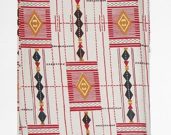 African Fabric 6 Yards  Vlisco Classic, Tisse De Woodin Red, Black White, Gold, Ivory Coast African Ankara