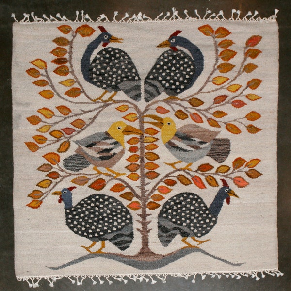 Carpet Tree of Life African Wool Handwoven in Namibia 54" X 58"