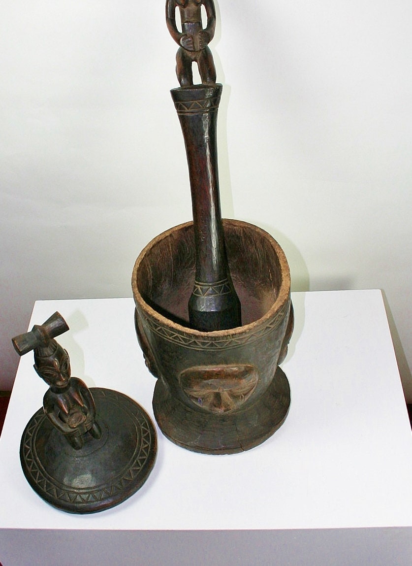 Nigerian Bowl African Yoruba Ceremonial Bowl Mortar and Pestle Etsy