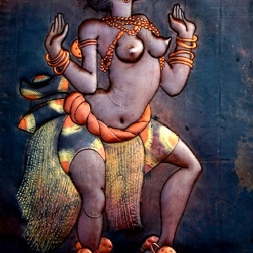 African Copper Art  Tribal Dancer- Congo - 15" X 23"