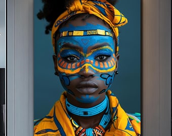 African Woman Wall Art-Ethnic African Wall Art-Tempered Glass Wall Art-Large Glass Wall Art-African Culture-African Wall Art-Glass Printing