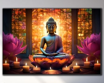 Indian Wall Art-Tempered Glass Wall Art-Glass Printing-Buddha Wall Art-Hindu Wall Art-Large Wall Art-Buddha Wall Painting-Buddha Wall Decor
