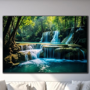 Waterfall Wall Art-Glass Printing-Tempered Glass Wall Art-Modern Glass Art-Large Glass Wall Art-Landscape Wall Art-Custom Photo Glass