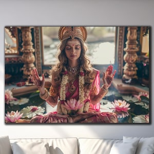 Lakshmi Wall Art-Goddess Wall Art-Tempered Glass Wall Art-Lakshmi Wall Decor-Large Glass Wall Art-Hindu God Wall Art-Glass Printing-Gift