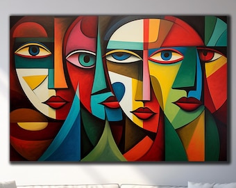 Pablo Picasso Wall Art-Tempered Glass Wall Art-Lips Wall Art-Modern Stained Glass-Glass Printing-Large Glass Wall Art-Custom Photo Glass