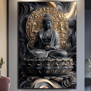 Buddha Wall Art-Buddha Wall Decor-Large Wall Art-Buddha Wall Painting Glass Printing-Hindu Wall Art-Tempered Glass Wall Art-Indian Wall Art