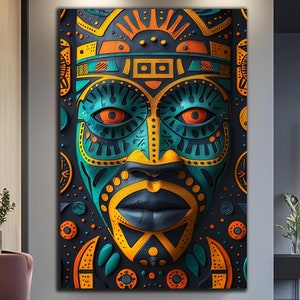 Abstract African Wall Art-Ethnic African Wall Art-Tempered Glass Wall Art-African Culture-Wall Hangings-Large Glass Wall Art-Glass Printing