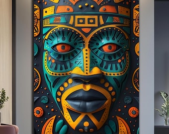 Abstract African Wall Art-Ethnic African Wall Art-Tempered Glass Wall Art-African Culture-Wall Hangings-Large Glass Wall Art-Glass Printing