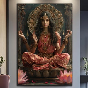 Lakshmi Wall Art-Tempered Glass Wall Art-Glass Large Wall Art-Goddess Wall Art-Hindu God Wall Art-Glass Printing-Lakshmi Wall Decor