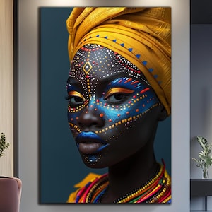 African Woman Wall Art-Ethnic African Wall Art-Tempered Glass Wall Art-Large Glass Wall Art-African Culture-African Wall Art-Glass Printing