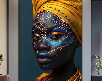 African Woman Wall Art-Ethnic African Wall Art-Tempered Glass Wall Art-Large Glass Wall Art-African Culture-African Wall Art-Glass Printing
