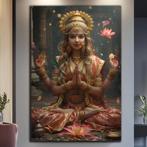 Lakshmi Wall Art-Tempered Glass Wall Art-Lakshmi Wall Decor-Glass Printing-Large Glass Wall Art-Goddess Wall Art-Hindu God Wall Art-Gift