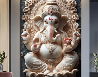 Ganesh Wall Art-Tempered Glass Wall Art-Large Wall Art-Ganesh Wall Painting Glass Printing-Hindu Wall Art-Indian Wall Art-Ganesh Wall Decor