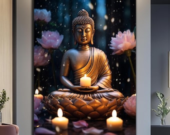 Buddha Wall Art-Hindu Wall Art-Tempered Glass Wall Art-Large Wall Art-Buddha Wall Painting-Glass Printing-Buddha Wall Decor-Indian Wall Art