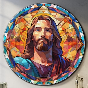 Jesus Wall Art-Tempered Glass Wall Art-Jesus Glass Wall Art-Round Wall Art-Large Wall Glass Wall Art-Catholic Wall Art-Glass Printing