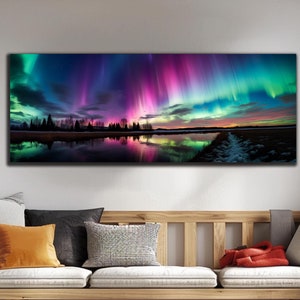 Nordlichter Wand Kunst-Panoramic Wand Kunst-Gehärtetes Glas Wand Kunst-Glas Druck-Aurora Wand Kunst-Große Wand Kunst-Aurora Borealis Wand Kunst
