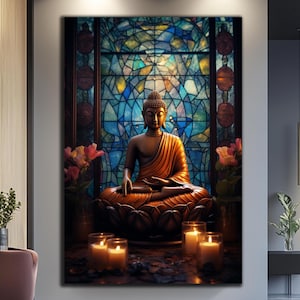 Buddha Wall Art-Hindu Wall Art-Tempered Glass Wall Art-Large Wall Art-Buddha Wall Painting-Glass Printing-Buddha Wall Decor-Indian Wall Art