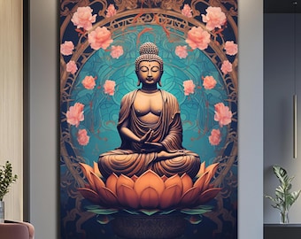 Tempered Glass Wall Art-Buddha Wall Decor-Large Wall Art-Buddha Wall Art-Buddha Wall Painting Glass Printing-Hindu Wall Art-Indian Wall Art