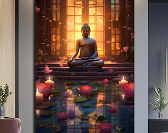 Buddha Wall Art-Hindu Wall Art-Tempered Glass Wall Art-Large Wall Art-Buddha Wall Painting-Glass Printing-Buddha Wall Decor-Indian Wall Art