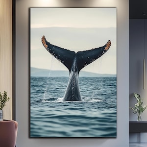 Ocean Wall Art-Whale Tail Wall Art-Glass Printing-Large Wall Art-Whale Tail Painting-Tempered Glass Wall Art-Sea Wall Art-Wall Hangings