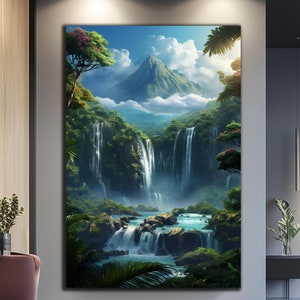 Waterfall Wall Art-Glass Printing-Tempered Glass Wall Art-Wall Hangings-Modern Glass Art-Large Glass Wall Art-Landscape Wall Art