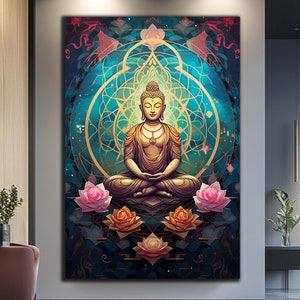 Tempered Glass Wall Art-Buddha Wall Decor-Large Wall Art-Buddha Wall Art-Buddha Wall Painting Glass Printing-Hindu Wall Art-Indian Wall Art