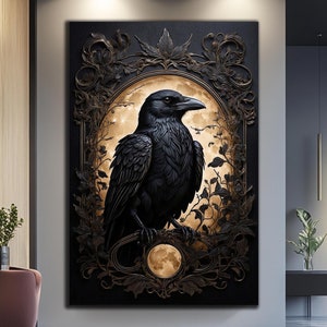 カラスの壁アート - 強化ガラスの壁アート - ブラッククロウレイヴン - ガラスの壁装飾 - ガラスの大型壁アート - 壁掛け - カラスのギフト - ガラス印刷