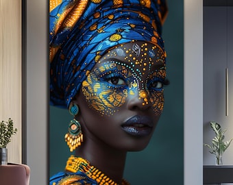 African Woman Wall Art-Ethnic African Wall Art-Tempered Glass Wall Art-Large Glass Wall Art-African Culture-African Wall Art-Glass Printing