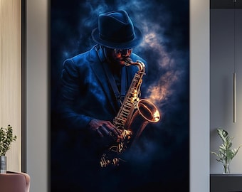 Musical Wall Art-Jazz Wall Art-Tempered Glass Wall Art-Music Wall Decor-Musicians Art-Glass Printing-Ethnic Art-Glass Large Wall Art
